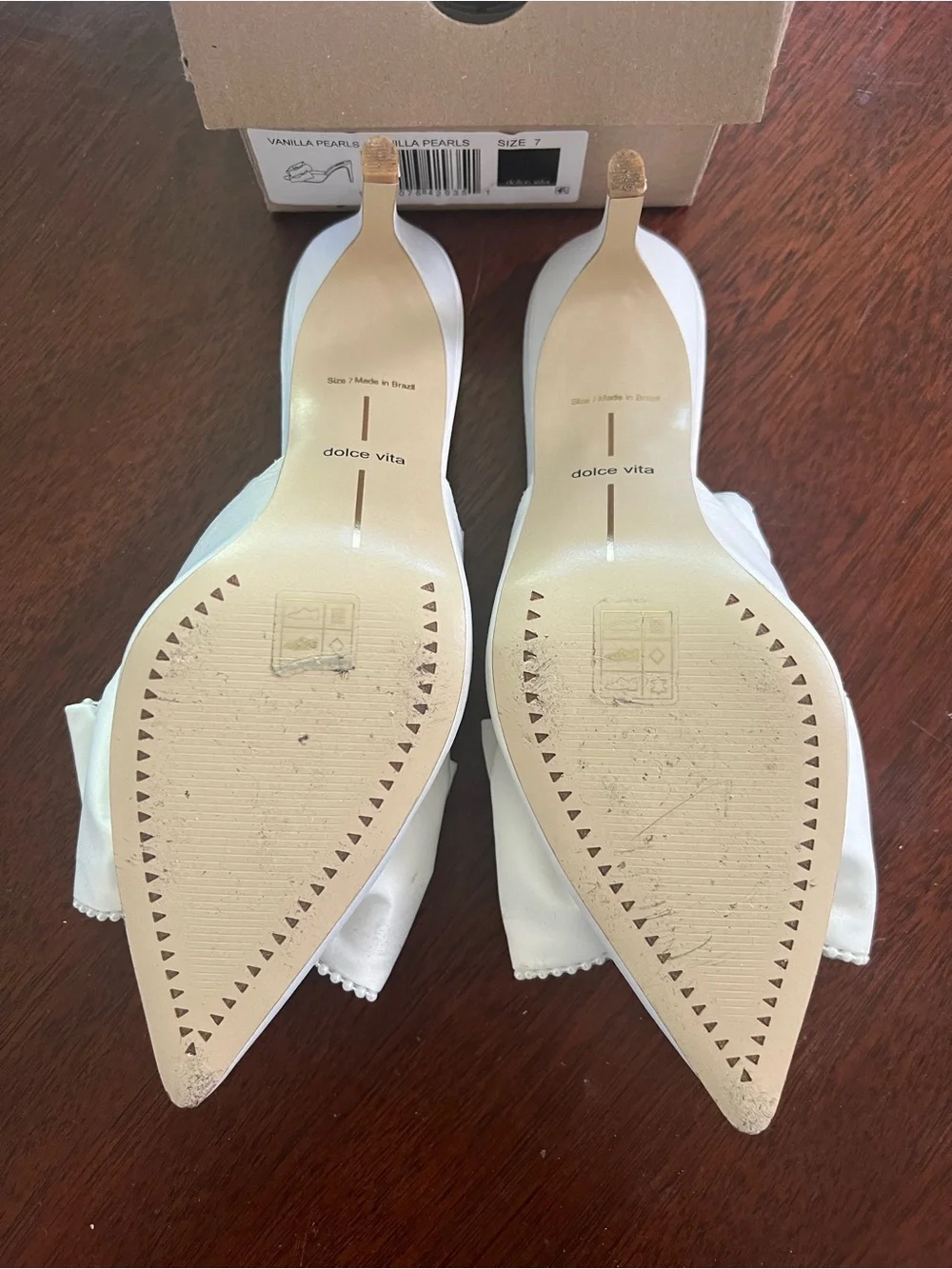 Dolce Vita Kayli Heels Ivory Satin Vanilla Pearls Size 7